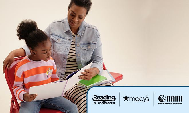 Mom and child reading a book together
