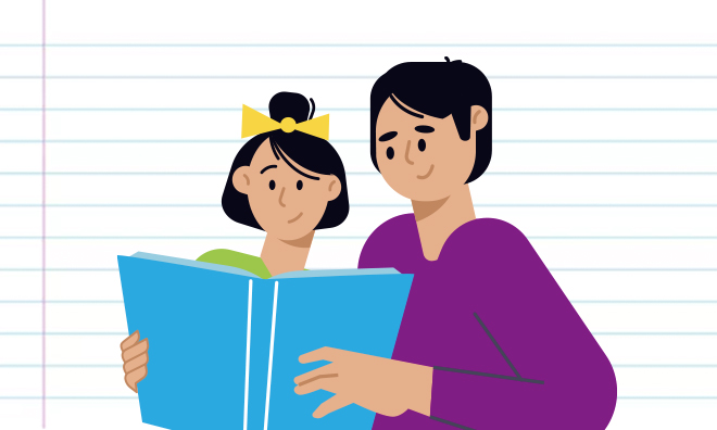 Anxious child helped by parent