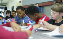 Children doing a table activity together