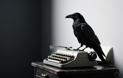 raven on a typewriter 