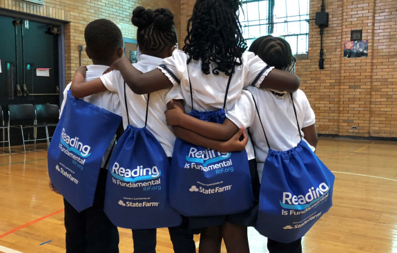 4 students children with RIF bags