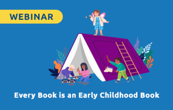 Illustration of preschool kids playing around a book